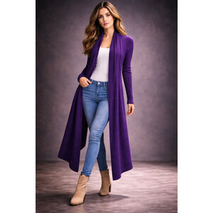 Designer Merino Wool Cashmere Sculpted Front-Drape Wrap Top